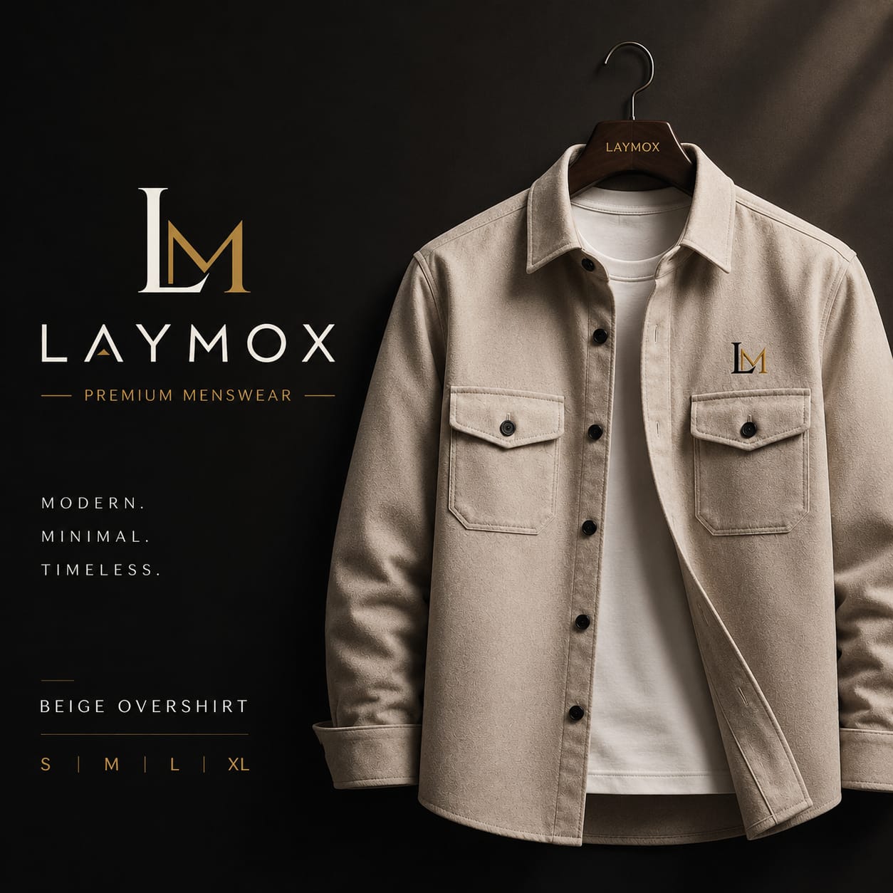 Laymox Premium Oversized Cotton Twill Overshirt - Beige