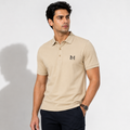 LAYMOX Premium Knit Polo T-Shirt – Beige | Anti-Curl Collar