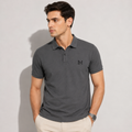 LAYMOX Premium Knit Polo T-Shirt – Charcoal Grey | Anti-Curl Collar