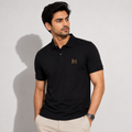 LAYMOX Premium Knit Polo T-Shirt – Jet Black | Anti-Curl Collar