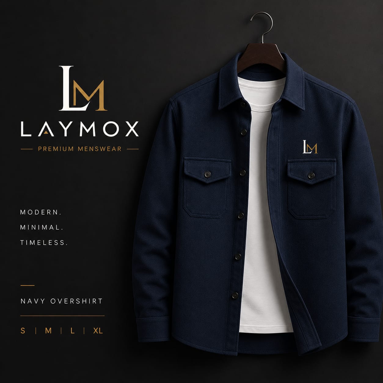 Laymox Premium Oversized Cotton Twill Overshirt - Navy Blue