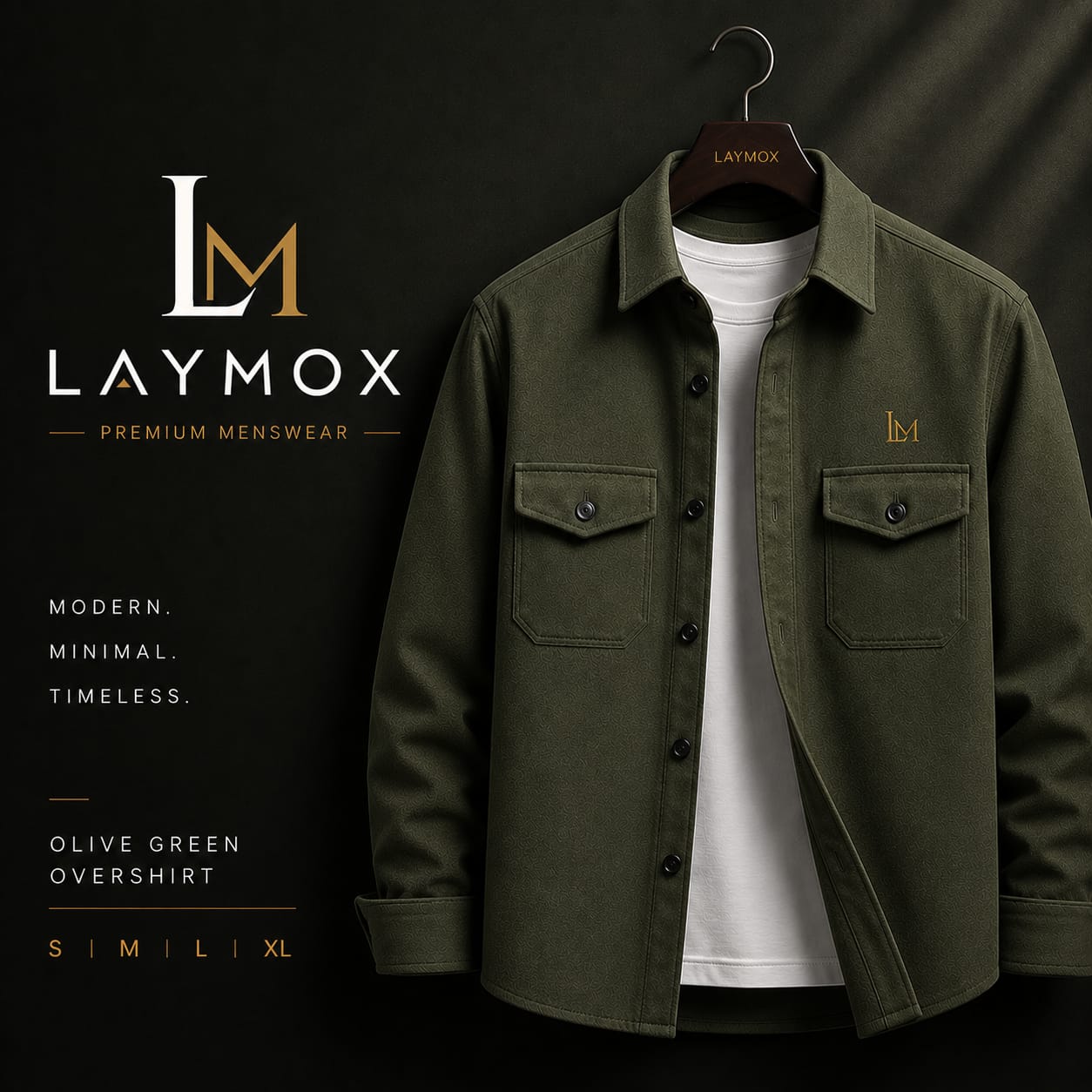 Laymox Premium Oversized Cotton Twill Overshirt - Olive Green