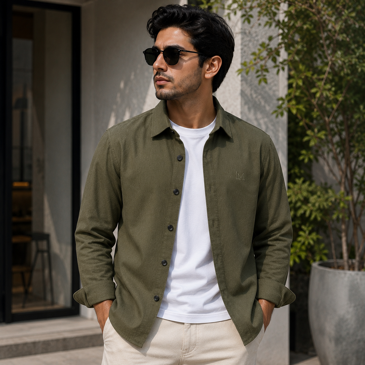 Laymox Premium Oversized Cotton Twill Overshirt - Olive Green